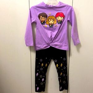 Harry Potter Purple Tee and Black Leggings Set